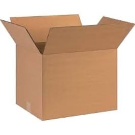 Carton de déménagement ouvert en carton brun, idéal pour emballer et transporter des objets lors du déménagement ou du stockage.